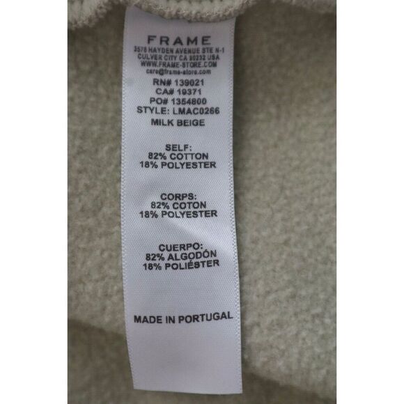 FRAME LMAC0266 Men's Sz Large Milk Beige Fleece Polo Pullover Sweatshirt - Picture 8 of 10